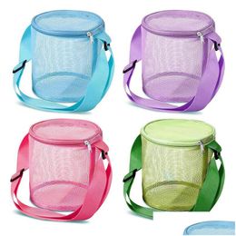 Storage Bags Mesh Beach Bucket Summer Shell Toys Tote Bag With Handle Kids Collection Sand Basket For Family Travel Lx4741 Drop Deli Dh93Z