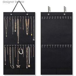 Jewelry Stand Necklace Organizer Hanging Jewelry Organizer Felt Decorative Wall Mounted Earrings Bracelet Storage Display Holder with 24 HooksL231121