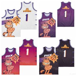 Movie Basketball PHX 1 Garfield Jerseys Men 2004 Retro Black White Purple Team College For Sport Fans Pure Cotton Retire Breathable Vintage Pullover HipHop Uniform