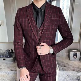 Men's Suits Boutique (Blazer Vest Trousers) Fashion Business Variety Elegant Casual Formal Dress Korean Suit Three-piece Costume