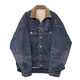 Men's Jackets Plus Size Denim Jacket Corduroy Lapel Warm Jeans Cotton Coat Autumn Winter Loose Oversize Cowboy Top Male