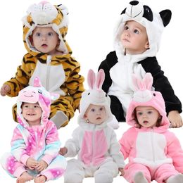 Rompers 0-4Y Panda Rabbit Romper for Baby Girl Clothes born Hooded Toddler Winter Jumpsuit 1 2 3 4 Yrs Kigurumi Kids Pyjama 231120