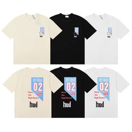 Spring and summer American tide Rhu racing car printing men and women with the same casual round neck short sleeve T-shirt