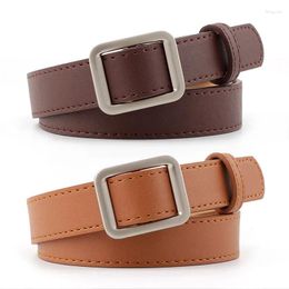 Belts Square Buckle Leather Belt For Women Women's Dress Clip Nonporous Medieval Accessories Dresses Simple Retro Waist Ladies Outdoor