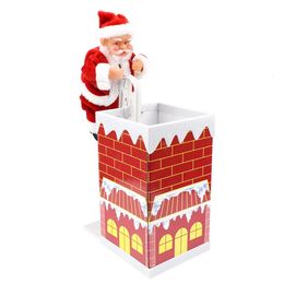 Christmas Toy Supplies Climbing Chimney Santa Claus Electric Toy Music Christmas Gift Novelty Funny Toys For Children Year Christmas Party Toy 231121