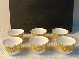 Mugs Little Yellow Flower Six Small Teacup Cup Gift Box Steak Plate Size Coffee Set Mug Cups Tea