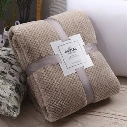 Blankets Thick solid Colour pineapple plaid flannel blanket coral velvet sofa cover air conditioning 231120