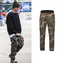 Men's Pants Vintage Overalls Streetwear Camouflage Male Side For Multi-pocket Straight Men Cargo Button Military Trousers Camou Men's