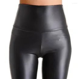 Women's Leggings Women Black Stretch Faux Leather High Waist Pants Sheath Sexy Push Up Skinny Trousers