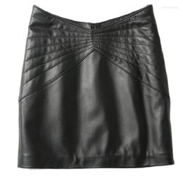 Skirts Fashion Autumn Women Clothing Solid Colour Leather High Waist Hip One-Step Skirt