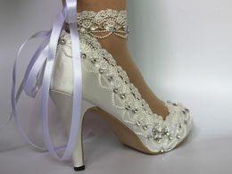 Dress Shoes Maid Of Honour Bridesmaid Mother The Bride Wedding High Heels 3"-Woman's Vintage Lace Peep Toe Bridal
