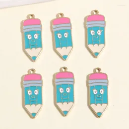 Charms 10pcs Gold Colour 24x10mm Cartoon Enamel Pencil Crayon Pendant Fit DIY NecklacesJewelry Making Handcrafted Accessories