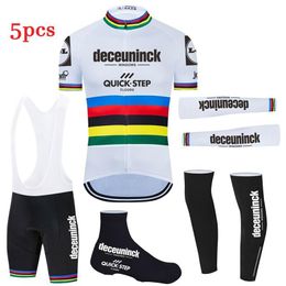 White 2021 TEAM Quickstep Cycling Jersey Bike Short Wear Breathable Men Ropa Ciclismo Bicycling Sleeve Warmers Jersey Bike Pants269I