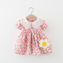 Girl Dresses Menoea Floral Baby Dress Summer Born Print Doll Collar Princess Beach Flowers Bag Little Girls Clothing