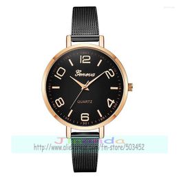 Wristwatches 100pcs/lot Fashion Big Number Geneva Mesh Watch Elegance Quartz Casual Wrist Wholesale Lady Women Clock For Girl