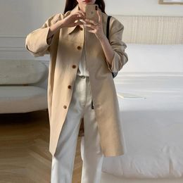 Women's Jackets Senior Sense Trench Coat Female French Vintage Lapel Single Breasted Medium Long Loose Temperament Outside The Top