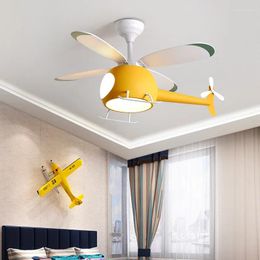 Children's Fan Lamp Ceiling Lights Bedroom Room Nordic Smart With Electric Aircraft Light