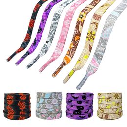 Shoe Parts Accessories Halloween Flat Laces Cashew Flower Shoelaces for Sneakers Hand painted Sports Casual Basketball Tennis Shoelace Shoestrings 231121