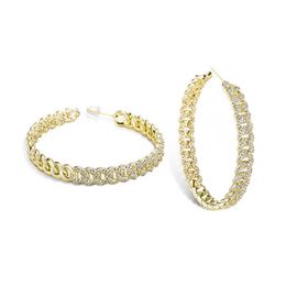 Best Selling Exaggerated Big Cuban Link Chain Zircon Earrings Fashion Hip Hop Female Simple Large Hoop Dangle Earring Gold Cz Stone Cubic Zirconia Ear Ring for Women