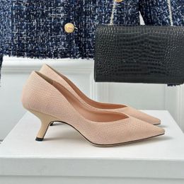 Dress Shoes Size 35-41 Spring Autumn For Women Stretch Fabric Evening Heels Pointed Toe Thin Designer Shallow Pumps