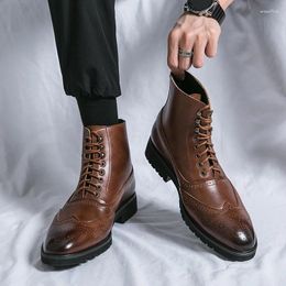 Boots Men's Fashion Trends Carving Social Office Business Dating Formal Party Shoes Comfort Versatile Quality Pointed