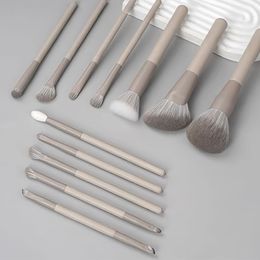 Makeup Brushes Tools Warm brown Grey series 12PCS+ bagmakeup brushes livid Support customization Q240507