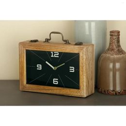 Table Clocks 8" Black Wood Encased Clock Retro Desk Fast Transportation