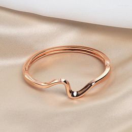 Bangle High Quality Trendy Classic Cuff Bangles For Women Rose Gold Color Charming Geometric Irregular Ripple Opening Bracelet