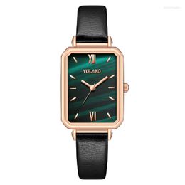 Wristwatches YOLAKO Brand Small Square Watch Women Watches Retro Fashion Ladies Green Casual Sports Quartz