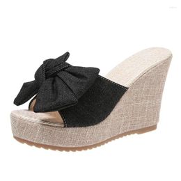 Slippers A250ZXWWomen Fashion Casual Party Club Shoes Bowknot Design Platform Wedge Sandals Women Summer
