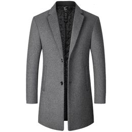 Men's Wool Blends BROWON Brand Trench Coat Men Autumn and Winter Solid Color Long Woolen Coat for Men Business Casual Windbreaker Men Clothing 231121