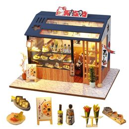 Doll House Accessories CUTEBEE DIY Dollhouse Kit Wooden Doll Houses Miniature Dollhouse Furniture Kit With LED Toys For Children Birthday Gift 230422