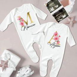 Rompers Personalised Initial with Name Baby Babygrow Sleepsuit Bodysuit born Coming Home Hospital Outfit Infant Birth Shower Gifts 231122