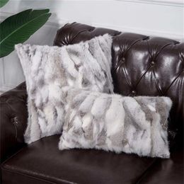 MS Softex Natural Fur Pillow Case Patchwork Real Rabbit Fur Pillow Cover Soft Plush Cushion Cover Home Decoration T2006012777