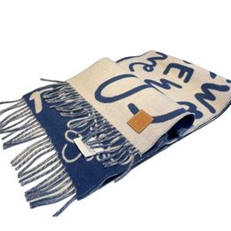 Lowees Scarf High Quality Women New Old Flower Graffiti Letter Shawl Double Sided Cashmere Scarf Women's Autumn And Winter Versatile Neck