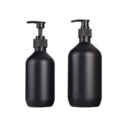 Matte Black Soap Dispenser Hand Lotion Shampoo Shower Gel Bottles 300ml 500ml PET Plastic Bottle with pumps for Bathroom Bedroom and Ki Jdil