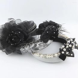 Hair Clips Black Luxury Court Rhinestone Super Feather Dinner Accessories Women Party Wedding Jewerly 274