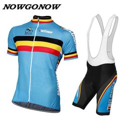 Can be Customised Retro belgium cycling jersey bib shorts men bike clothing wear nowgonow pro racing ropa ciclismo gel pad road 251F