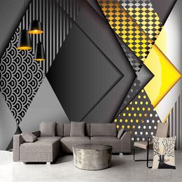 Custom Wallpaper 3D Nordic Geometric Pattern Mural Living Room Bedroom Creative Self-adhesive Waterproof Wall Sticker Home Decor257K