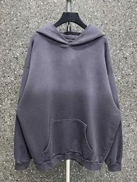 Men's Hoodies VERSION Front Back Embroidery Hoodie Unisex Oversize Fit In Purple/Grey Vintage Faded Hooded Sweatshirts