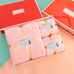 Towel Soft absorbent coral velvet gift box towel bath towel with hand gift company group purchase gift towel Beach Towels towel set 280g