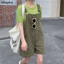 Women's Jumpsuits Rompers Women Rompers Solid Fashion Wide Leg Overalls Simple Daily Students Japan Style Harajuku Streetwear Leisure Retro Temperament 230422