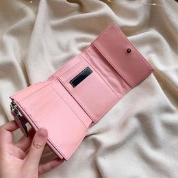 Designer-Short Wallets Casual Purses Embossing Heart Leather Wallet with Box Womens Luxury Pink Wallets Card Holder Purse Bag1890