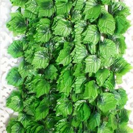 12pcs Atificial Fake Hanging Plant Leaves 2 4m Garland Home Garden Wall Decoration Plastic Green Field Atificial Grape Leaf Vine304V