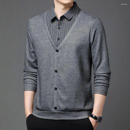 Men's Sweaters Classic Men Sweater Stylish Lapel Sleeveless Cardigan Solid Color Striped Design Plus Size Options For Fall/winter