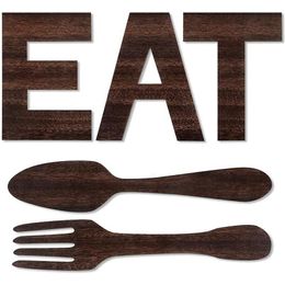 Novelty Items Set Of EAT Sign Fork And Spoon Wall Decor Rustic Wood Decoration Decoration Hang Letters For Art215k