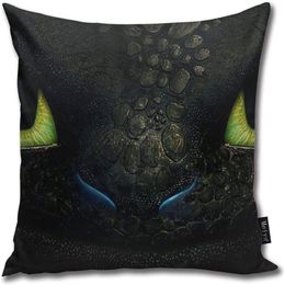 BLUETOP How To Train Your Dragon Face Pillow Cover 18 x 18 Inch Winter Holiday Farmhouse cotton Cushion Case Decoration for Sofa 2698
