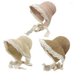 Wide Brim Hats 2023 Female Summer Vacation Panama Sun Hat Beach Straw Ladies Big Foldable Lace