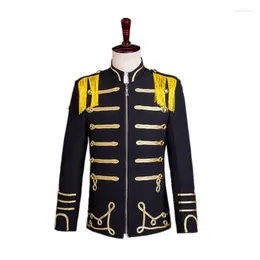Men's Suits Casual Blazer Men Stage Outfits Ropa Hombre Suit Jackets Black And Yellow Color-matched Costume