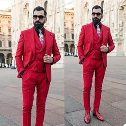 Men's Suits Fashion Mens Blazers Groom Tuxedos Two-Button Groomsmen Custom Made Man Suit Bridegroom 3 Pcs Jacket Vest Pants